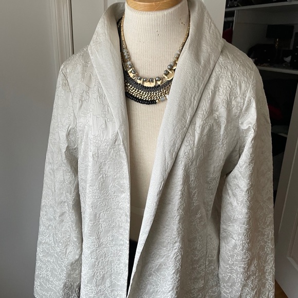 Open Front, silk jacket/blazer. Stone/off white - Picture 2 of 8